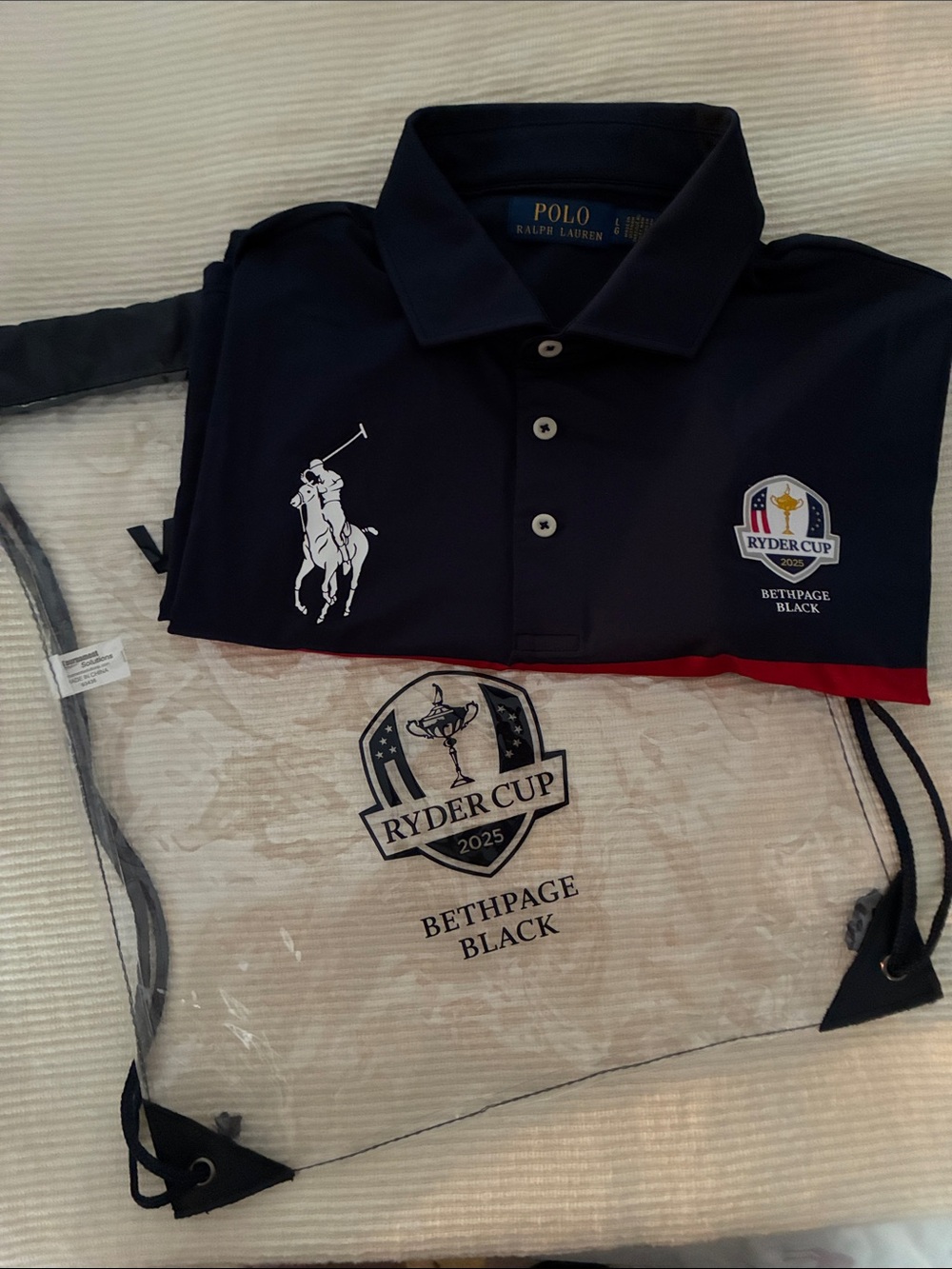 Polo by Ralph Lauren Navy, Red & White Striped Golf Polo Shirt Bethpage Black